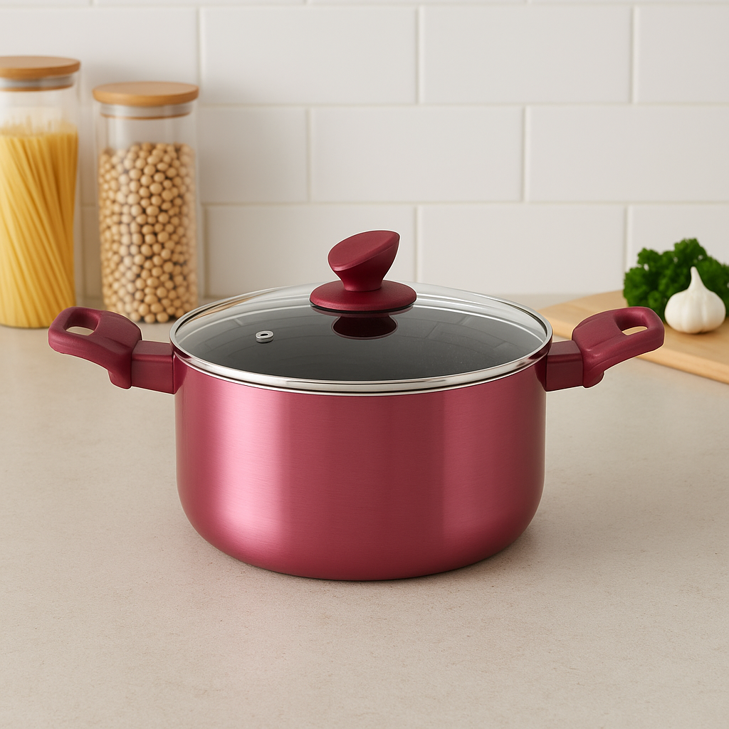 WT-SP004 Pink Induction Bottom Pressed Casserole Stockpot