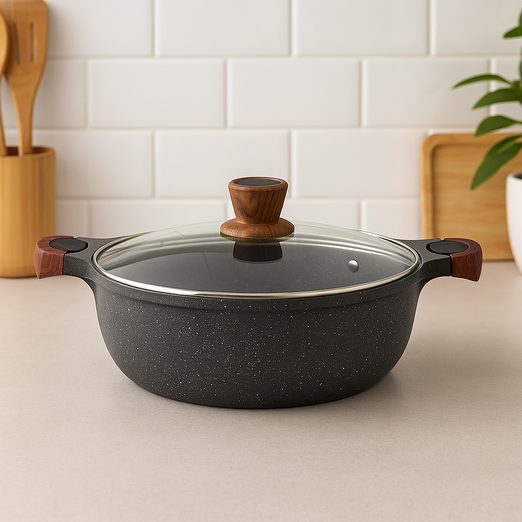 WT-SP003 Black High Termperature Painting Forged Casserole Stockpot