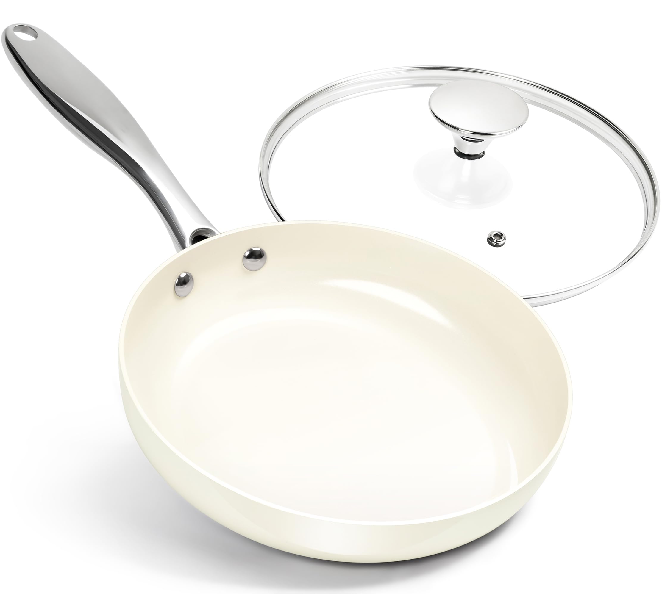 WT-FP001 White Food Contact Non-stick Painting Pressed Frying Pan