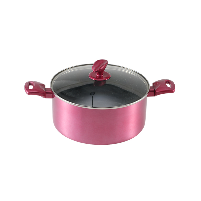 WT-SP004 Pink Induction Bottom Pressed Casserole Stockpot